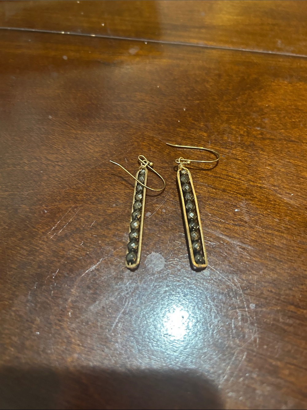 Banana Republic Gold-Tone Black Crystal Bar Drop Earrings - Elegant Women